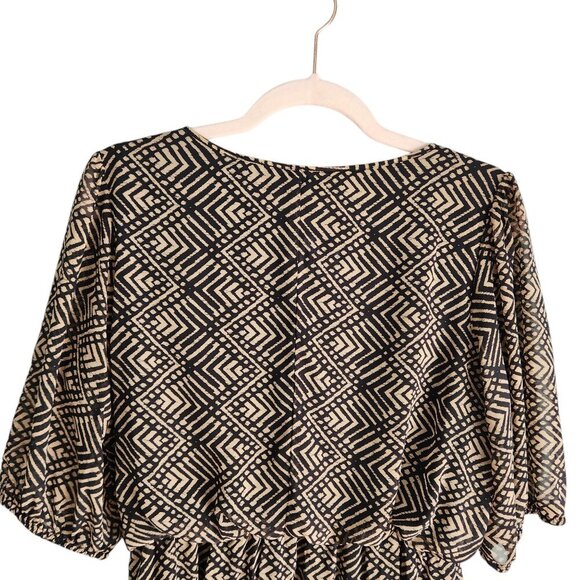En Focus Dress 12 Brown Black Geometric Print Women's Short 3/4 Sleeve Lined - Picture 8 of 9